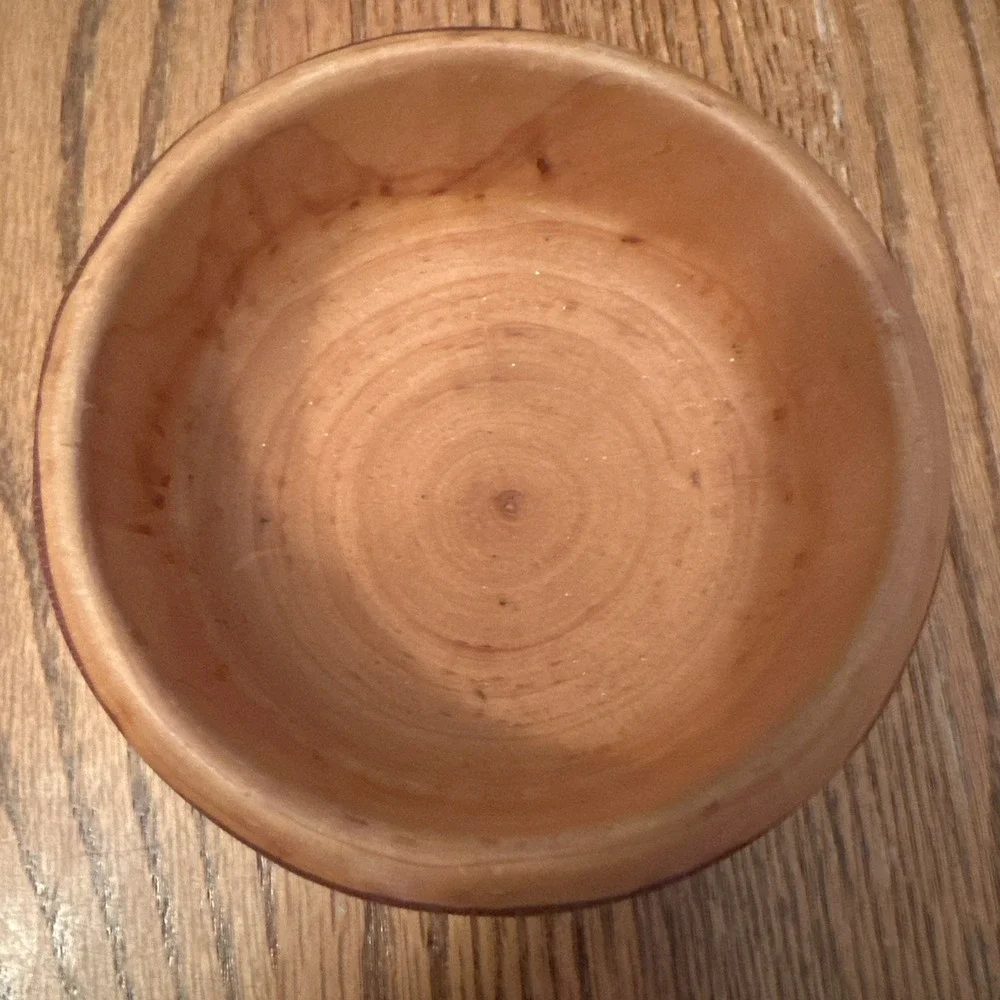 Vintage Live‎ Edge Wood Hand Made Turned Bowl Brown Excellent Rustic Bark Trim
